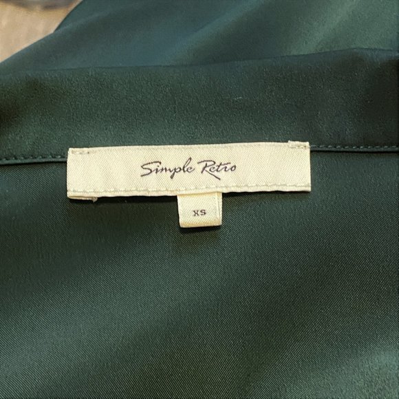 NWOT Simple Retro Dark Green Blouse - Picture 4 of 12